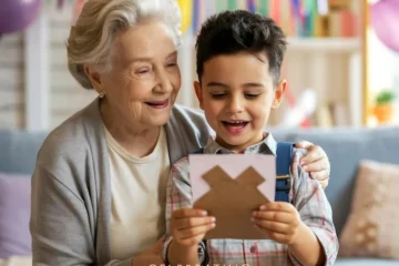 Babcia i wnuczek okazują miłość w obiektywie