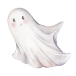 Słodki duch na Halloween, ręcznie narysowany akwarelowy rysunek przyjaznego